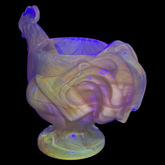 Boyds Glass Extra Large Rooster Egg Cup 1999 Autumn Harvest GLOWS OOAK B1077 - Picture 10 of 15